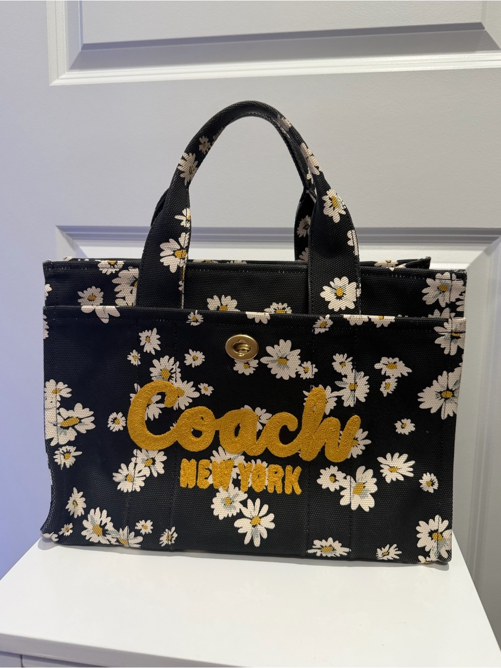 Coach Cargo Tote 26, Retired 1960s Sun Faded Daisy Floral Print Canvas